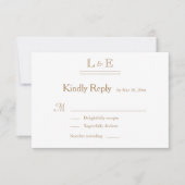 Monogram Wit Grijs Goud Ampersand Wedding RSVP Kaart (Voorkant)