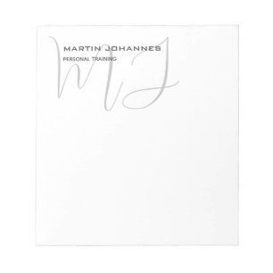 Monogram Wit Grijs Personal Trainer Modern Notitieblok