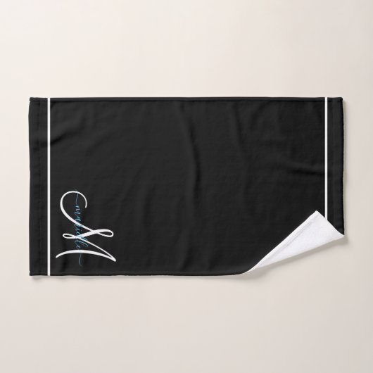 Monogram Wit Initiaal Turquoise Script naam Bad Handdoek (Handdoek)