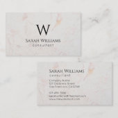 Monogram Wit Marmer Eenvoudig Modern Zwart Initiaa Visitekaartje (Voorkant / Achterkant)
