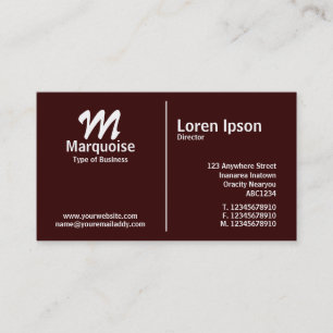 Monogram wit middelste regel - Donkerbruin Visitekaartje