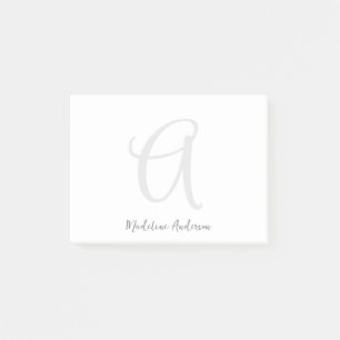 Monogram Wit Modern Minimalistisch Elegant Post-it® Notes
