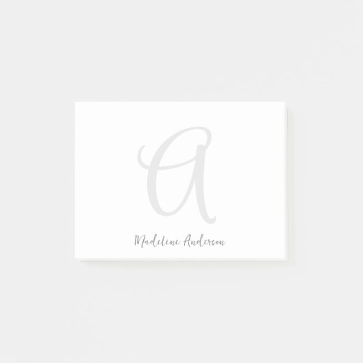 Monogram Wit Modern Minimalistisch Elegant Post-it® Notes (Voorkant)