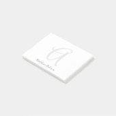 Monogram Wit Modern Minimalistisch Elegant Post-it® Notes (Schuin)