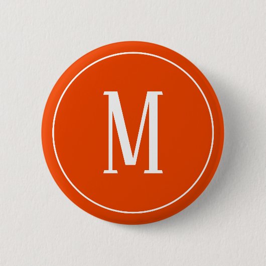 Monogram Wit op een Button met een heldere Oranje  (Voorkant)