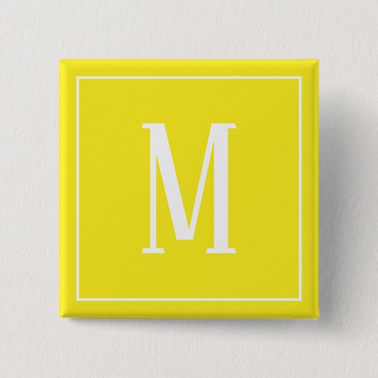 Monogram Wit op Gele Vierkante Knop Button 5,1 Cm (Voorkant)