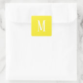 Monogram Wit op Gele Vierkante Sticker (Tas)
