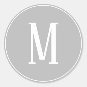 Monogram Wit op Grijs Ronde Sticker