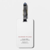 Monogram Wit Rood Modern Minimalistisch Initiaal N Bagagelabel (Achterkant verticaal)