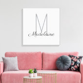 Monogram wit zwart persoonlijk elegant canvas afdruk (Insitu (Woonkamer))