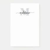 Monogram wit zwart zilver persoonlijk post-it® notes (Voorkant)