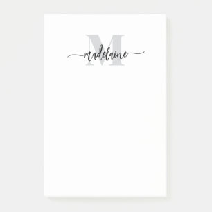 Monogram wit zwart zilver persoonlijk post-it® notes