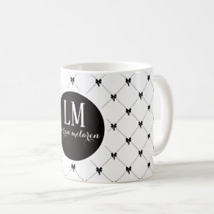 Monogram Wit & Zwarte Strik Script Koffiemok