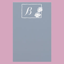 monogram witte bloem briefpapier