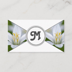 Monogram witte bloemen bloemist elegante driehoeke visitekaartje