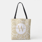 Monogram Witte Cirkel Gouden Glitter Modern Abstra Draagtas (Achterkant)
