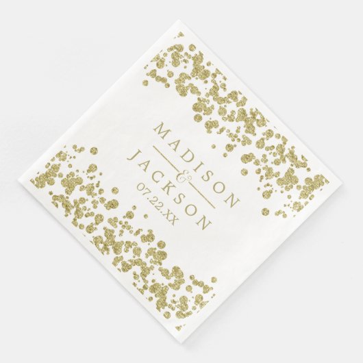 Monogram witte en goudkleurige Confetti Servet (Hoek)