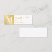 Monogram witte en goudlegant mini visitekaartje (Voorkant / Achterkant)