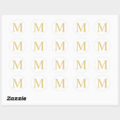 Monogram witte en goudlegant ronde sticker (Vel)