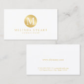 Monogram witte en goudlegant visitekaartje (Voorkant / Achterkant)