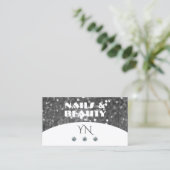 Monogram witte en zilversparkle Glitter Diamonds Visitekaartje (Staand voorkant)