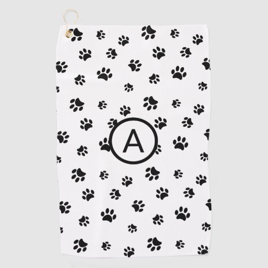 Monogram witte en zwarte afdrukken golfhanddoek (Voorkant)