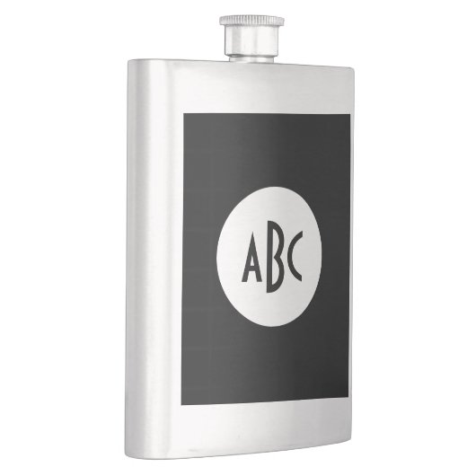 Monogram witte en zwarte cirkel heupfles (Rechts)