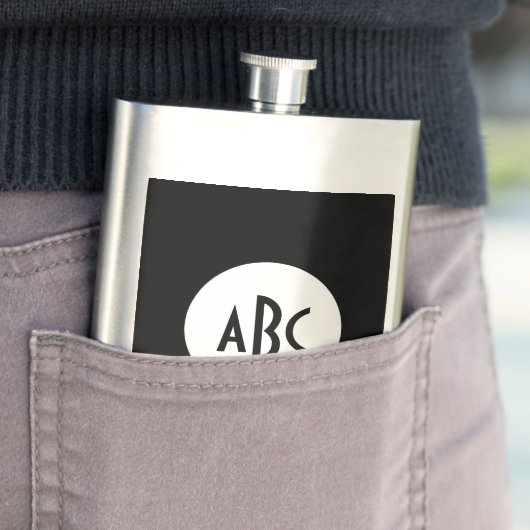 Monogram witte en zwarte cirkel heupfles (Voorbeeld)