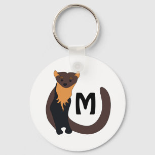 Monogram witte Europese pine Marten Sleutelhanger