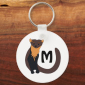 Monogram witte Europese pine Marten Sleutelhanger (Voorkant)