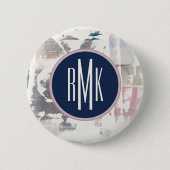 Monogram | Witte gewassen Ronde Button 5,7 Cm (Voorkant)