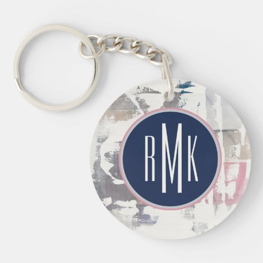 Monogram | Witte gewassen Sleutelhanger (Voorkant)
