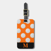 Monogram witte golfballen, Sinaasappel Bagagelabel (Voorkant verticaal)