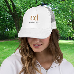 Monogram witte goudnaam elegant modern trucker pet