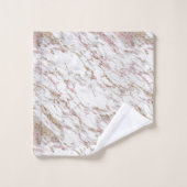 Monogram Witte Grijs Goud Roze Marmer Trendy  Bad Handdoek (Wasdoekje)