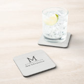 Monogram witte houtkorrel drankjes onderzetter (Rechterzijde)