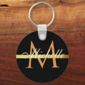 monogram witte kalligrafie zwart sleutelhanger (Voorkant)