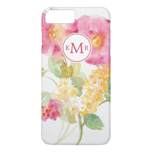 Monogram | Witte madeliefjes op blauw Case-Mate iPhone Case (Achterkant)