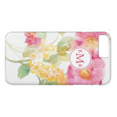 Monogram | Witte madeliefjes op blauw Case-Mate iPhone Case (Achterkant (Horizontaal))