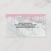 Monogram | Witte Marmer | Glitter Drip Roze Visitekaartje (Achterkant)