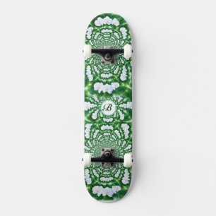 Monogram witte orchid Mandala Skateboard