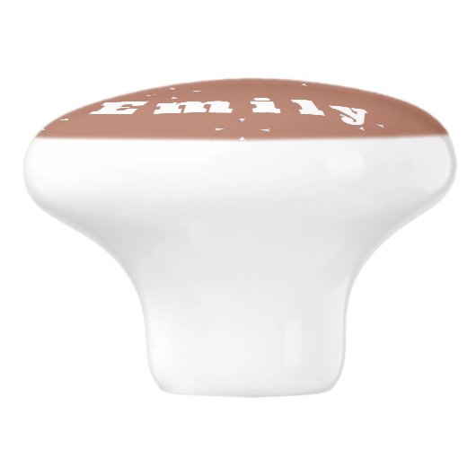 Monogram witte pijl op mocha mousse achtergrond | keramische knop (Zijkant)