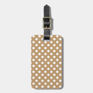 Monogram Witte Polka Dot op Camel Brown Bagagelabel