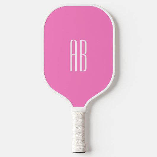 Monogram Witte Roze Achtergrond Pickleball Paddle (Voorkant)