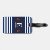 Monogram witte strepes voor de zeemacht bagagelabel (Achterkant horizontaal)