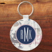 Monogram | Witte uitgewassen Sleutelhanger (Voorkant)