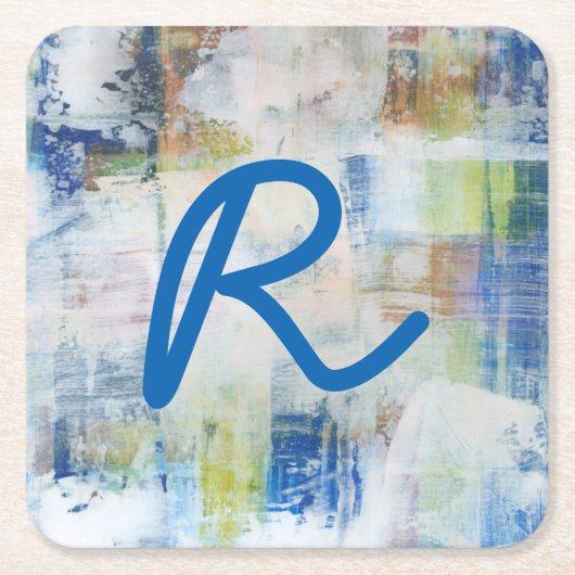 Monogram | Witte was III Vierkante Kartonnen Onderzetter (Voorkant)