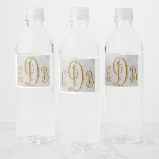 Monogram witte waterflessen voor Diner en Blanc Waterfles Etiket (Flessen)