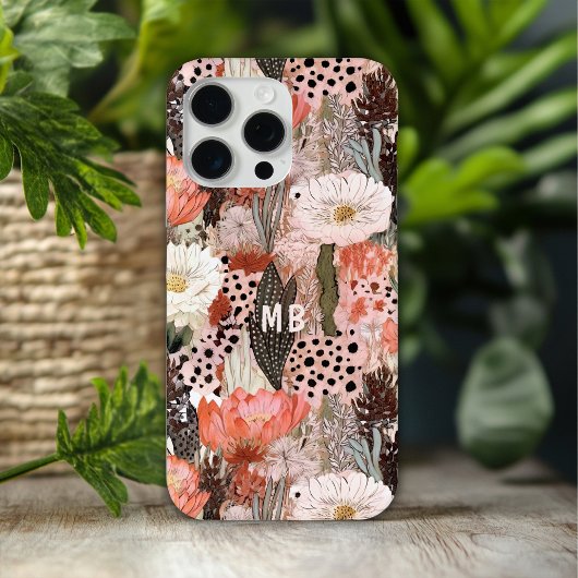Monogram Woestijn Boho Bloemig Modern Chic Case-Mate iPhone Case
