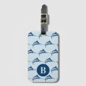 Monogram wolblauw zwaardvis bagagelabel (Voorkant (verticaal))